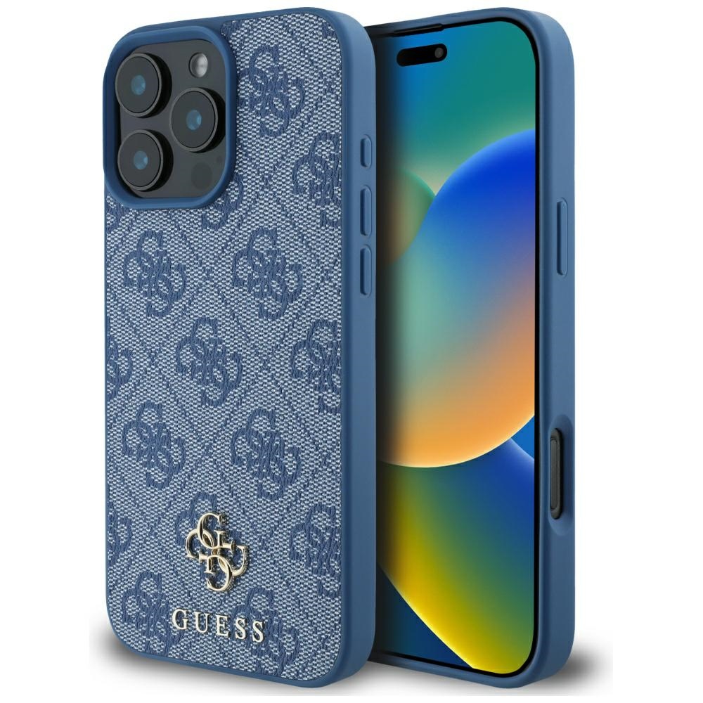 Калъф за iPhone 16 Pro Max - Guess 4G Small and Classic Logo MagSafe (GUHMP16XP4SM4MB) - Син