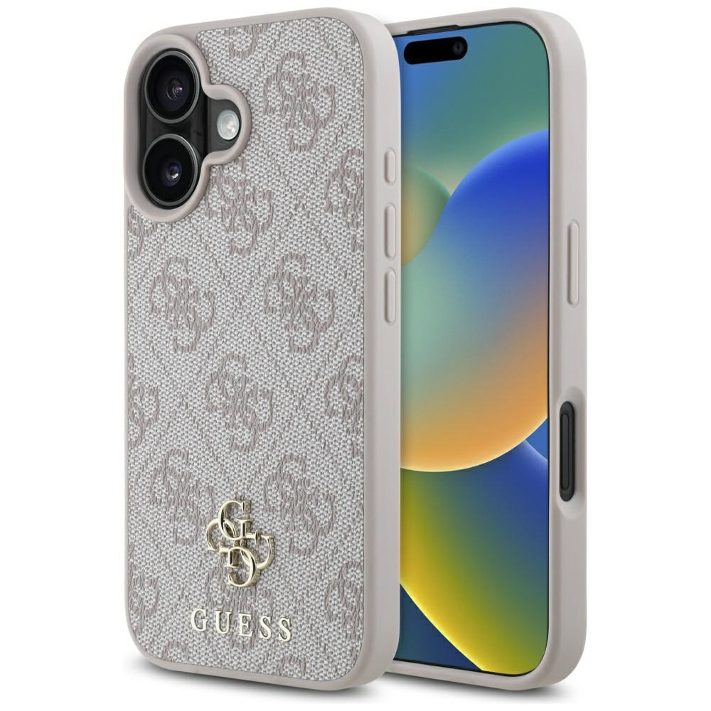 Калъф за iPhone 16 - Guess 4G Small and Classic Logo MagSafe (GUHMP16SP4SM4MP) - Розов