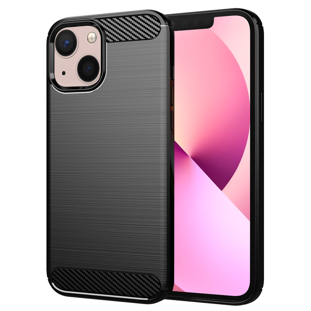 Калъф за iPhone 13 mini - Techsuit Carbon Silicone - Черен