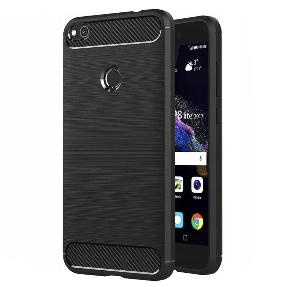 Калъф за Huawei P9 Lite 2017 / P8 Lite 2017 - Techsuit Carbon Silicone - Черен