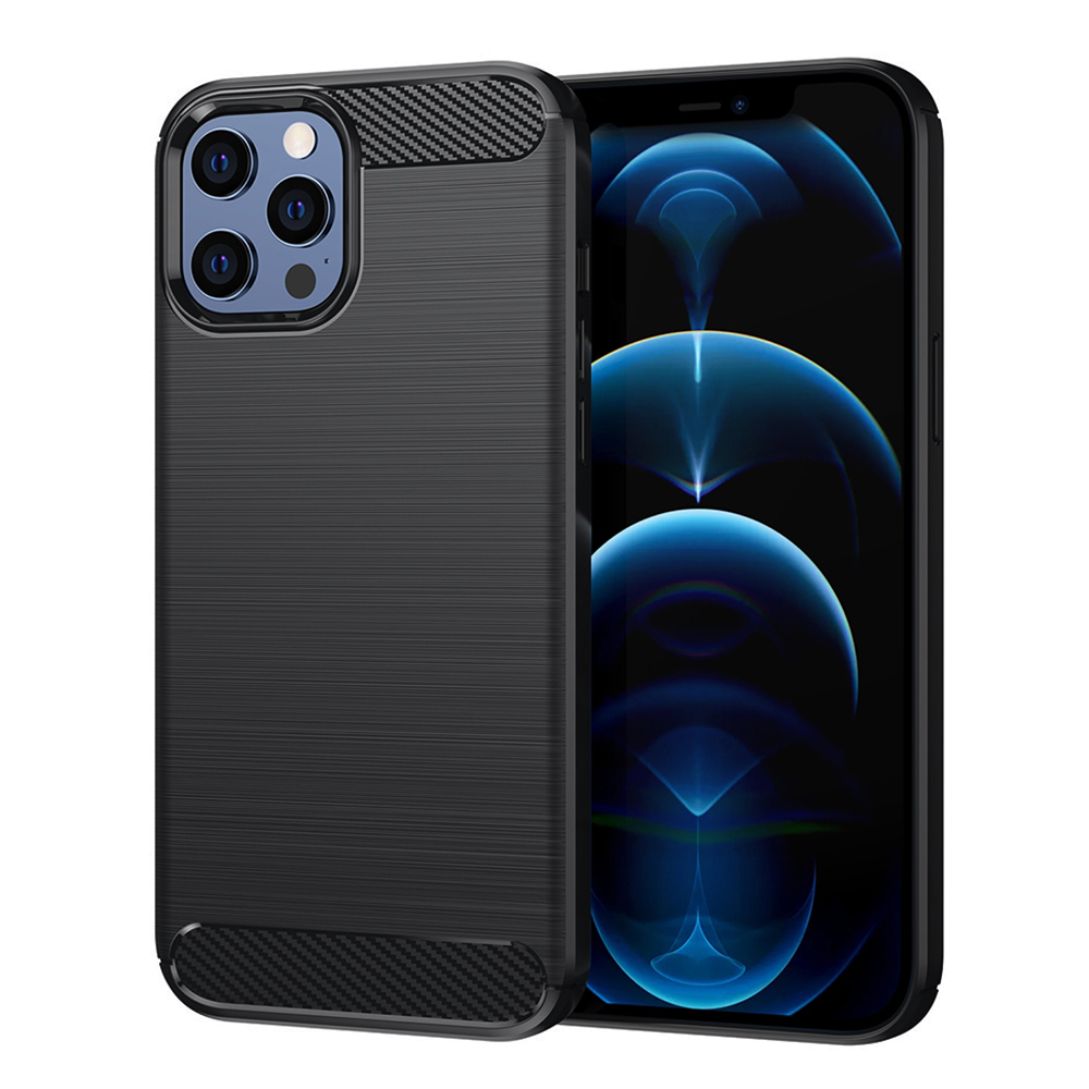 Калъф за iPhone 12 Pro Max - Techsuit Carbon Silicone - Черен