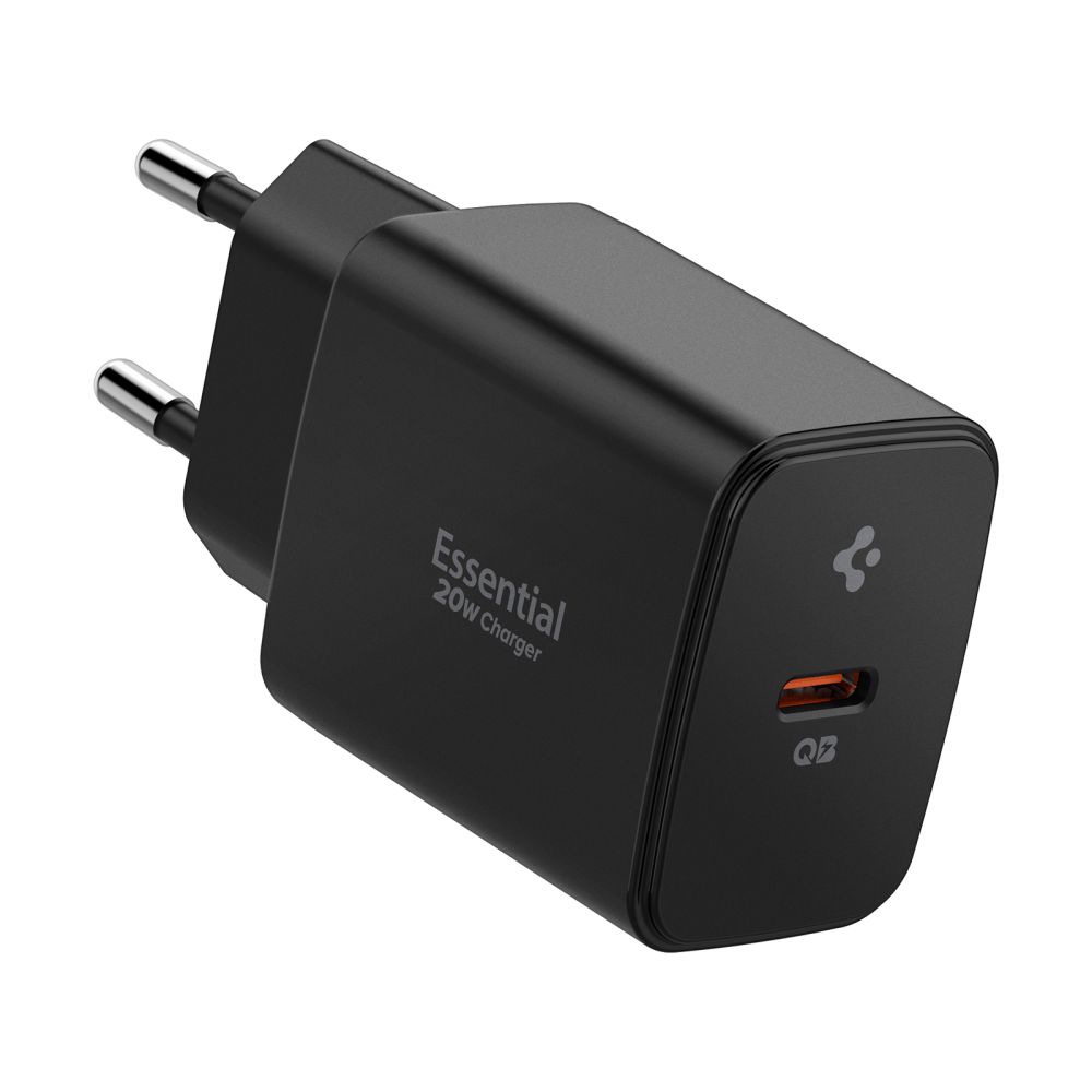 Зарядно за Plug, 20W, Type-C, GaN, Fast Charging - Spigen Essential EE201EU (ACH09217) - Черно