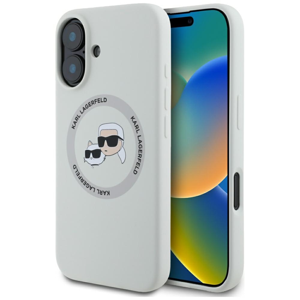 Калъф за iPhone 16 - Karl Lagerfeld Silicone MagSafe (KLHMP16SSKKCHCHTCE) - Бежов Karl&Choupette Head