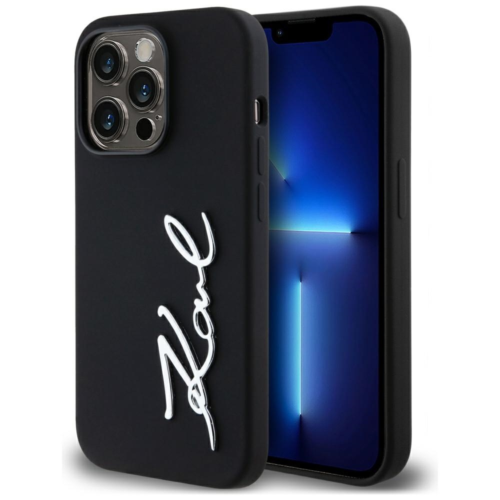 Калъф за iPhone 14 Pro - Karl Lagerfeld Silicone (KLHCP14LSCMSMVVK) - Karl Script