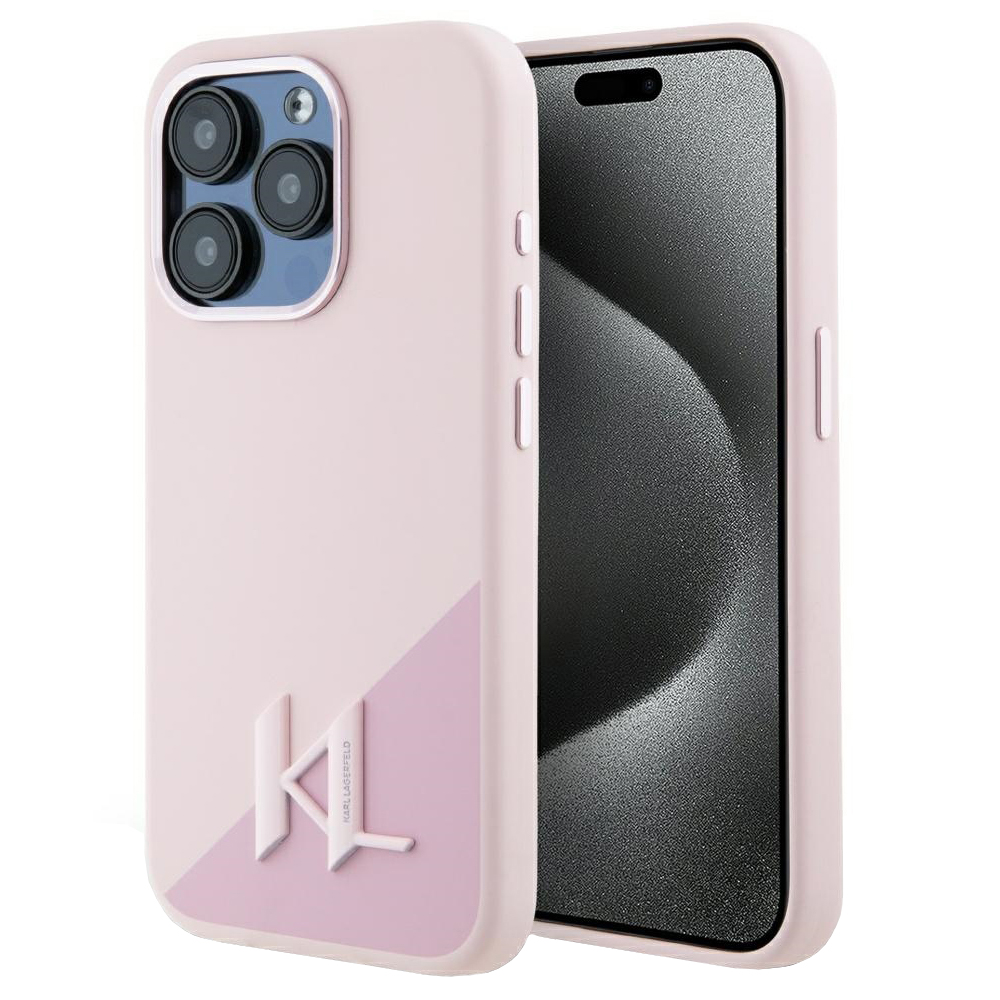 Калъф за iPhone 15 Pro Max - Karl Lagerfeld Silicone MagSafe (KLHMP15XSCMKKMPCP) - Розов Shadow Metal Initial