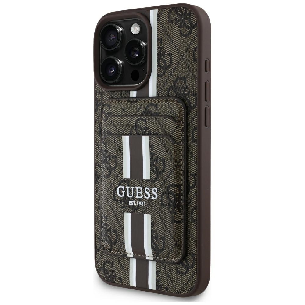 Калъф за iPhone 16 Pro Max - Guess Cardslot 4G Stripes MagSafe (GUBPHCPCP16XP4R4RPSW) - Кафяв