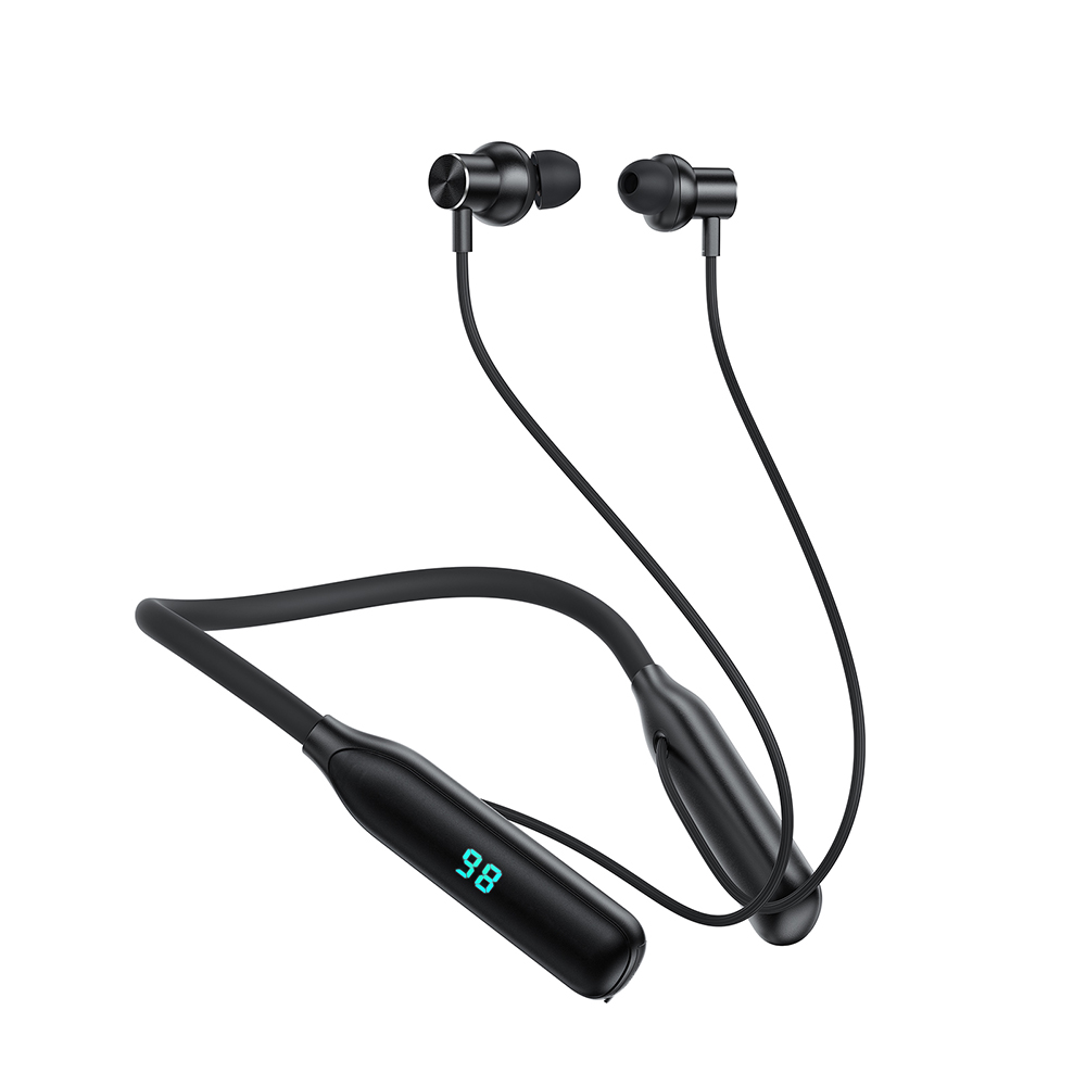 Bluetooth слушалка зад главата, лента за врат, IPX4, LED дисплей - Acefast (N4) - черна
