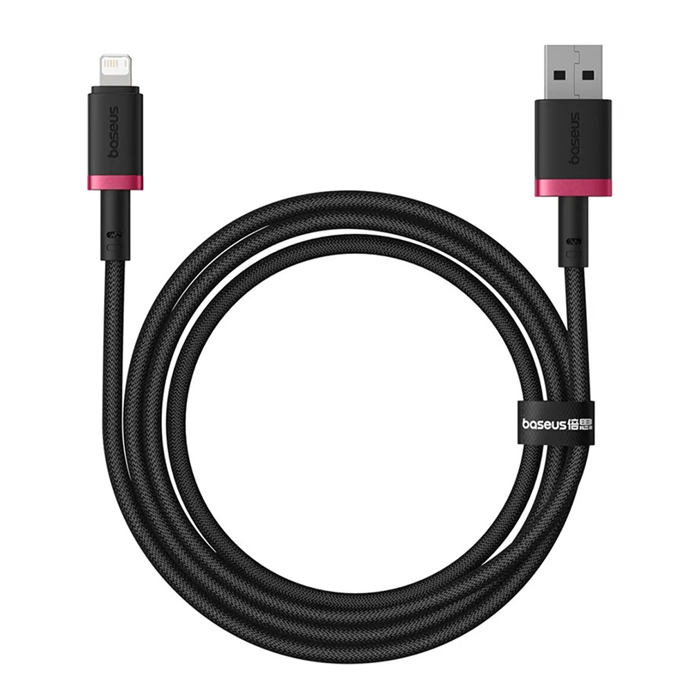 Кабел за данни USB към Lightning, 2.4A, 1m - Baseus Dura (P1037780101U01-01) - Червен / Черен