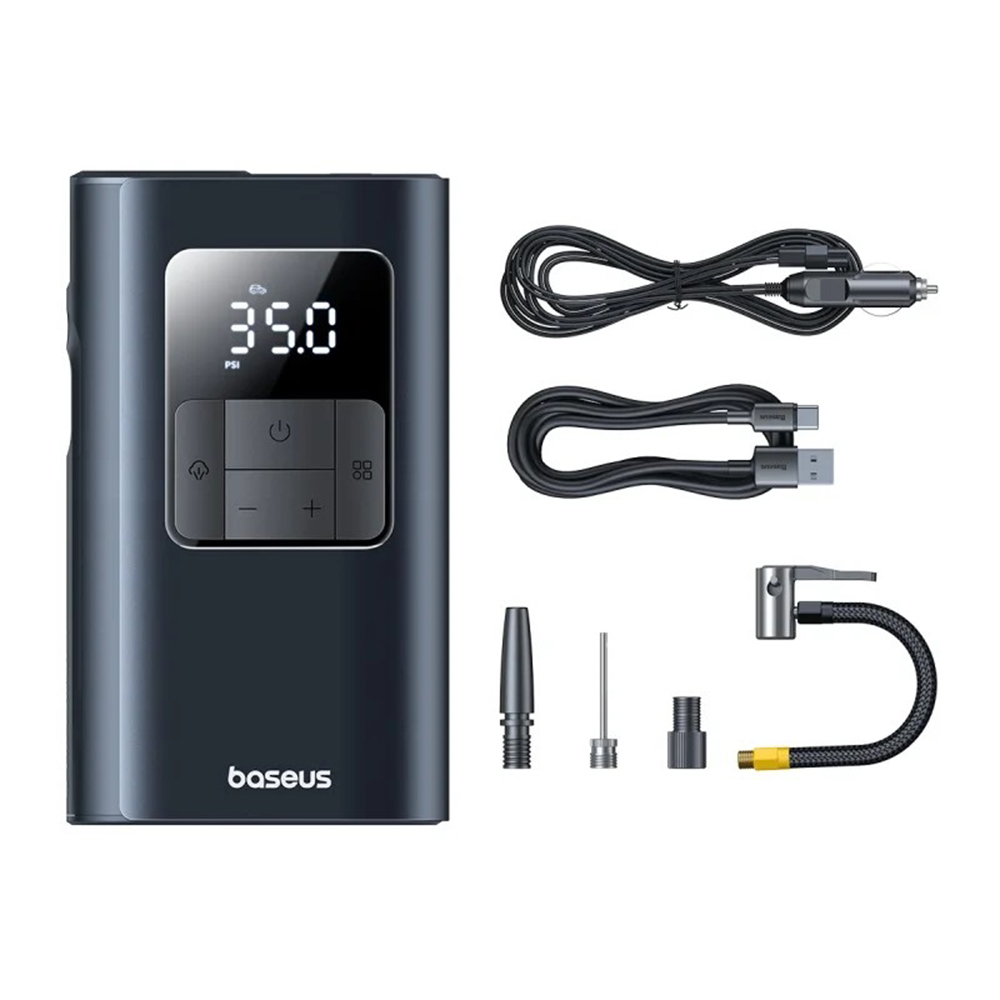 Преносим компресор, фенерче, външна батерия, 6000mAh - Baseus PrimeTrip VA1 (C1116900112121-00) - Черен
