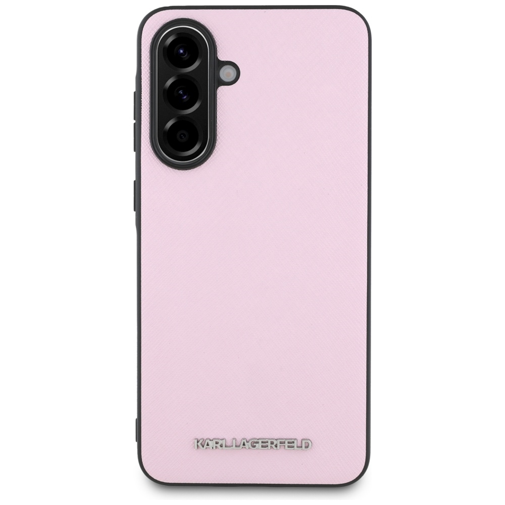 Калъф за Samsung Galaxy A56 5G - Karl Lagerfeld Saffiano (KLHCHCSA56PSAFWWMCP) - розово метално лого