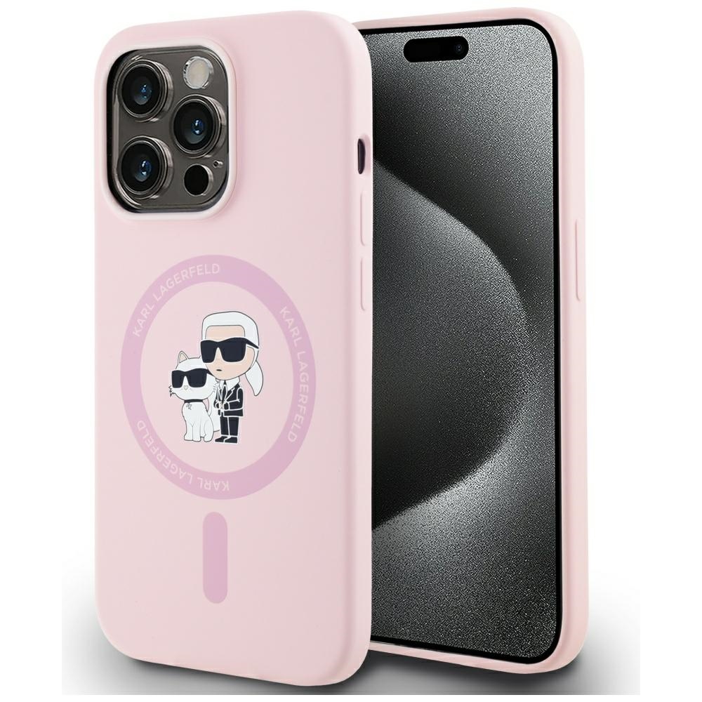 Калъф за iPhone 14 Pro - Karl Lagerfeld Silicone MagSafe (KLHMP14LSCMKKCRHP) - Розов Karl&Choupette