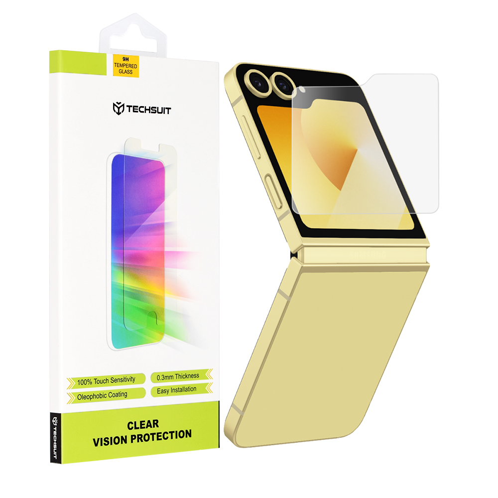 Капак за Samsung Galaxy Z Flip6 / Flip7 FE - Techsuit Прозрачен Vision Glass [Външен екран] - Прозрачен