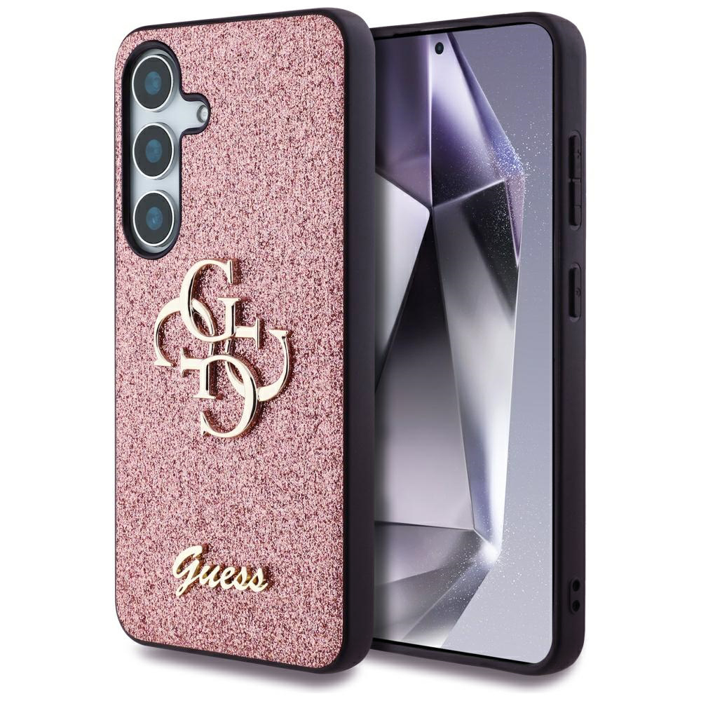Калъф за Samsung Galaxy S25 - Guess Glitter Script Big 4G 4G Logo (GUHCS25SHG4SGP) - Розов