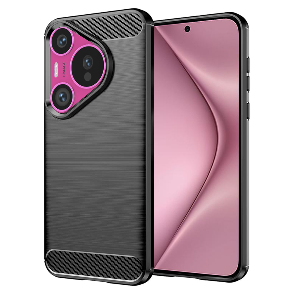 Калъф за Huawei Pura 70 - Techsuit Carbon Silicone - Черен