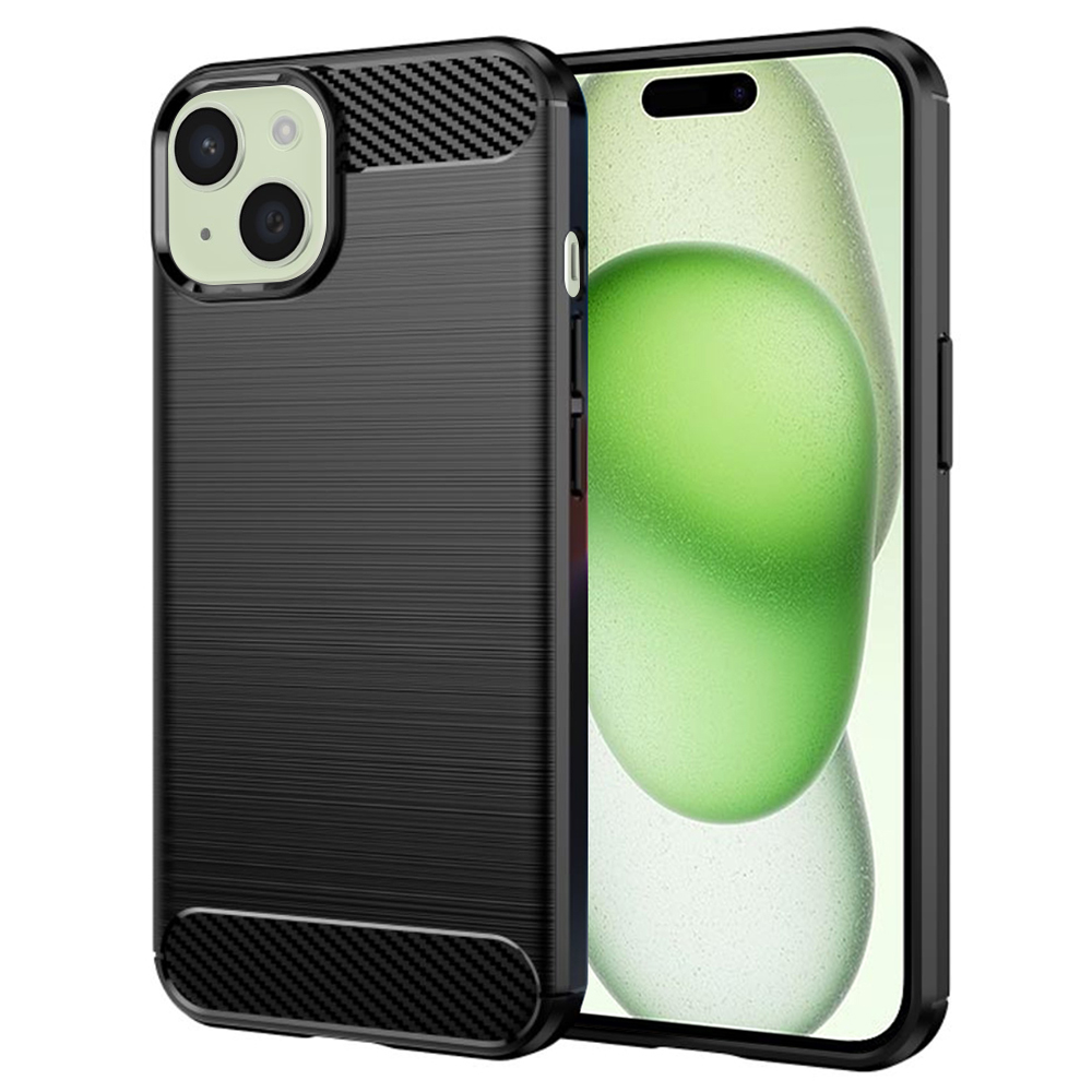 Калъф за iPhone 15 Plus - Techsuit Carbon Silicone - Черен