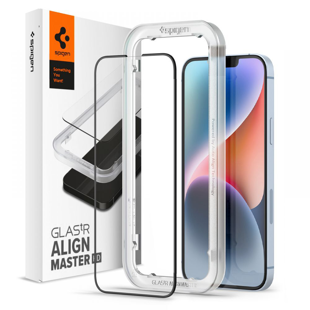 Калъф за iPhone 13 / iPhone 13 Pro / iPhone 14 / iPhone 16e / iPhone 17e - Spigen Glas.tR Align Master (AGL03725) - Черен
