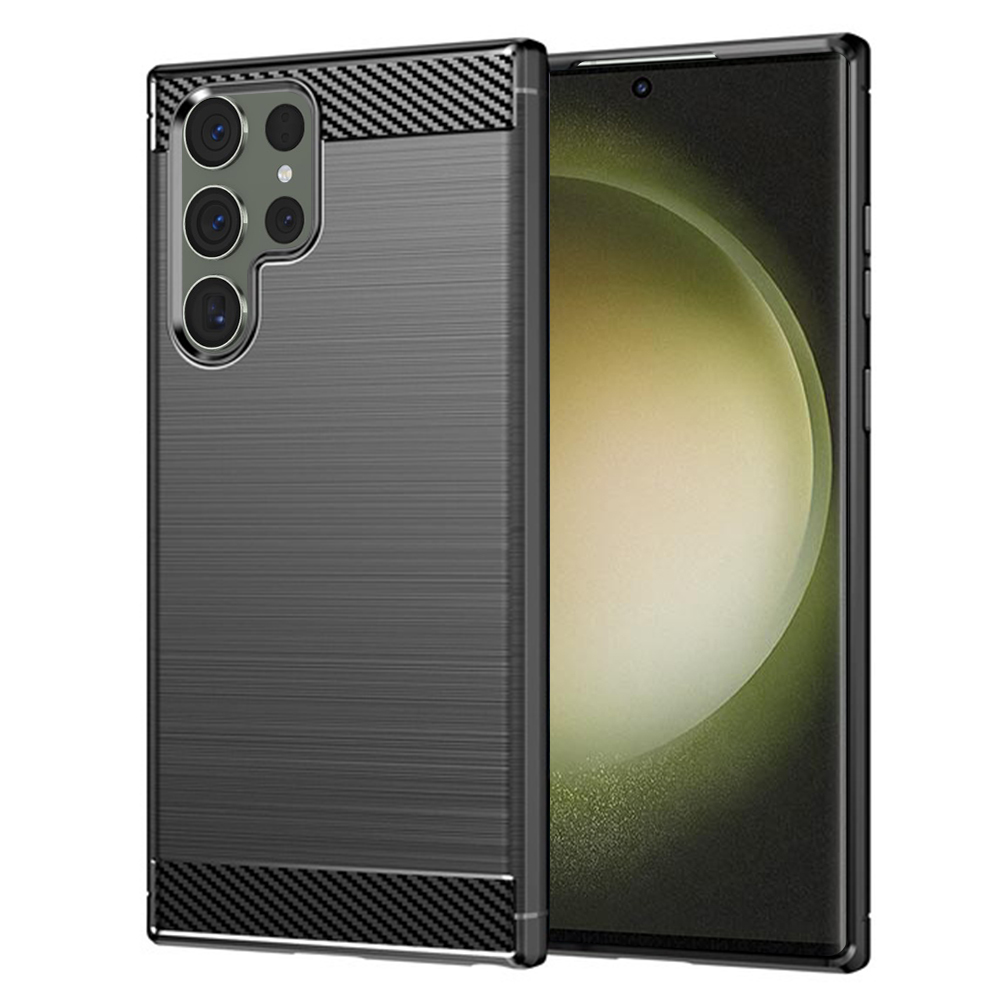 Калъф за Samsung Galaxy S23 Ultra - Techsuit Carbon Silicone - Черен