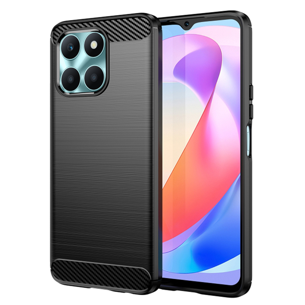 Калъф за Honor X6a - Techsuit Carbon Silicone - Черен