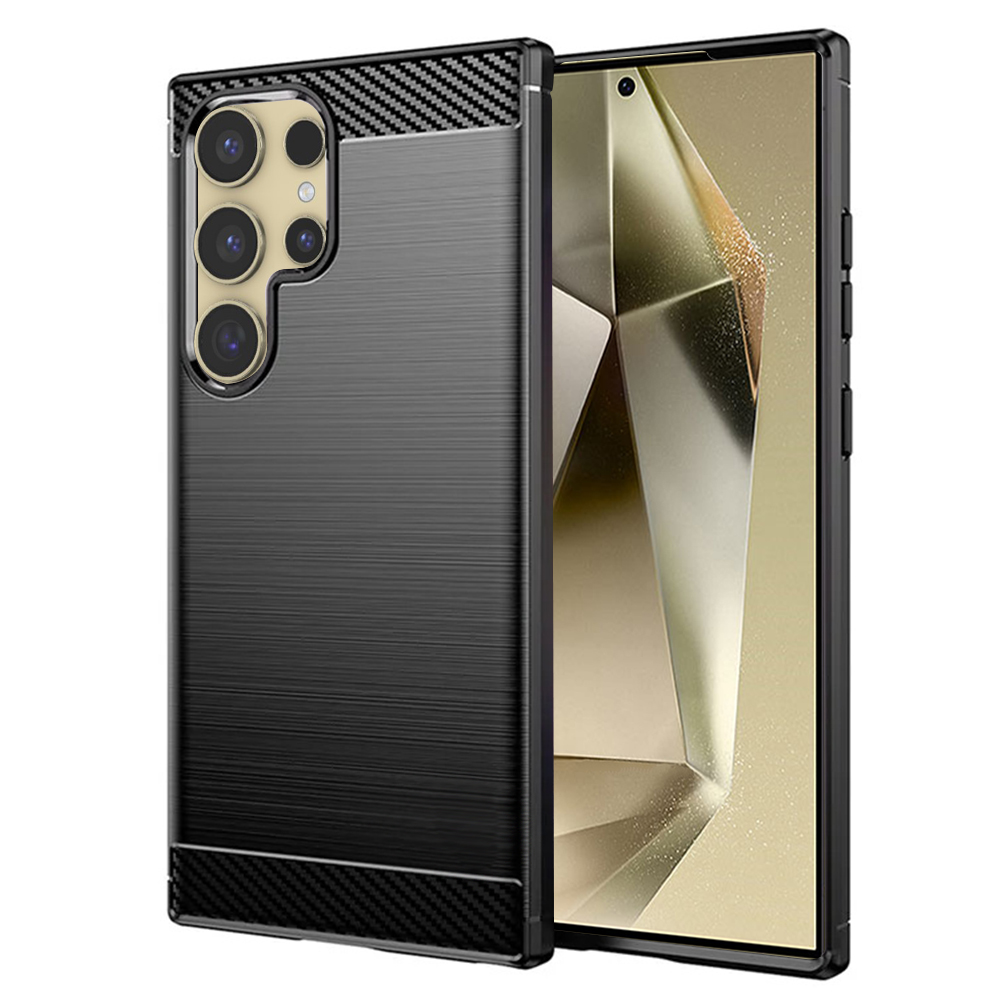 Калъф за Samsung Galaxy S24 Ultra - Techsuit Carbon Silicone - Черен