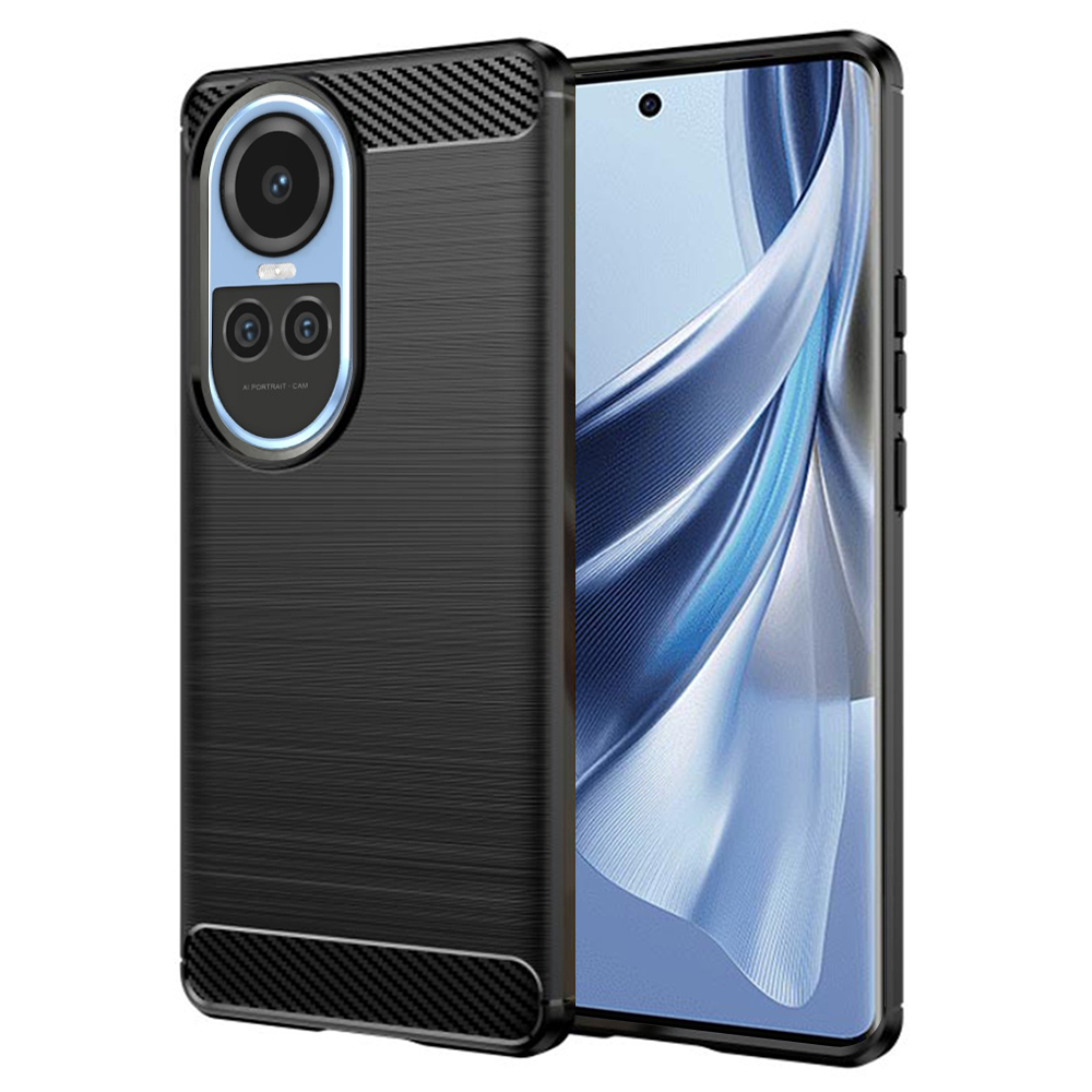 Калъф за Oppo Reno10 - Techsuit Carbon Silicone - Черен
