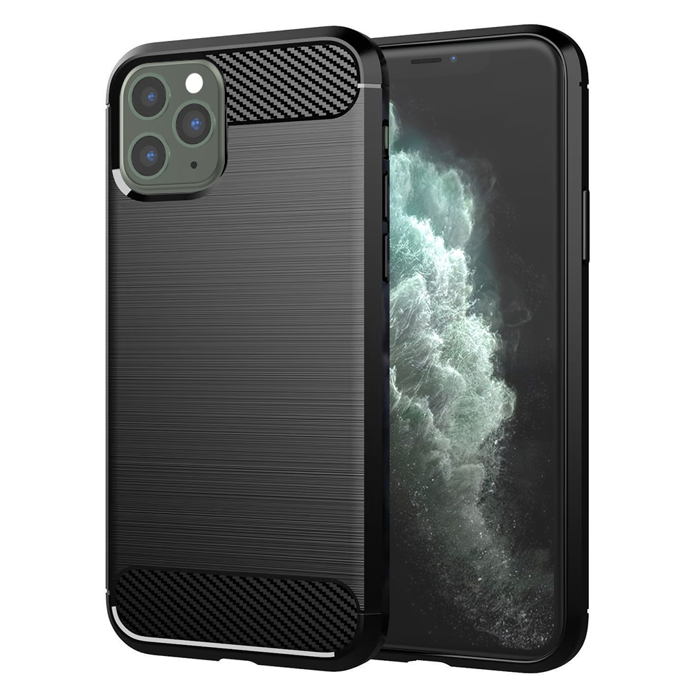 Калъф за iPhone 11 Pro Max - Techsuit Carbon Silicone - Черен