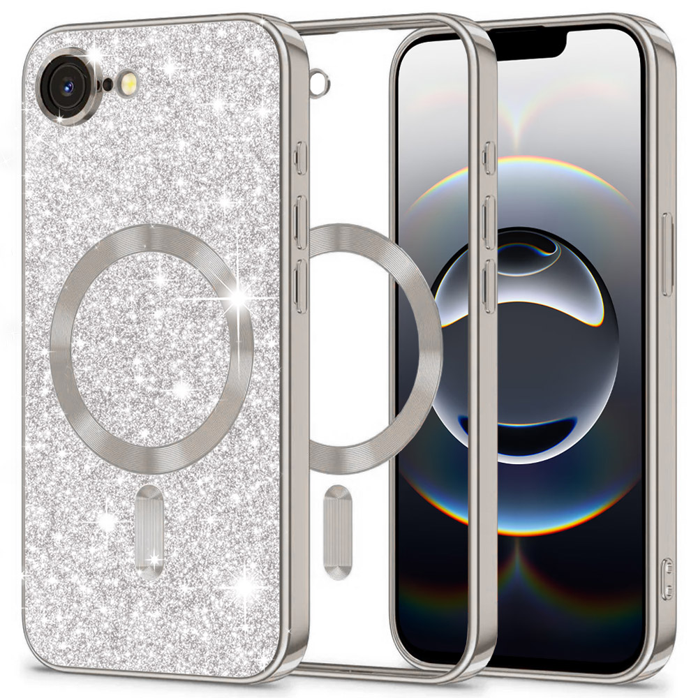 Калъф за iPhone 16e / iPhone 17e - Techsuit Luxury Glitter MagSafe - Сребрист