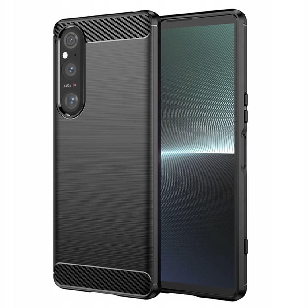 Калъф за Sony Xperia 1 V - Techsuit Carbon Silicone - Черен