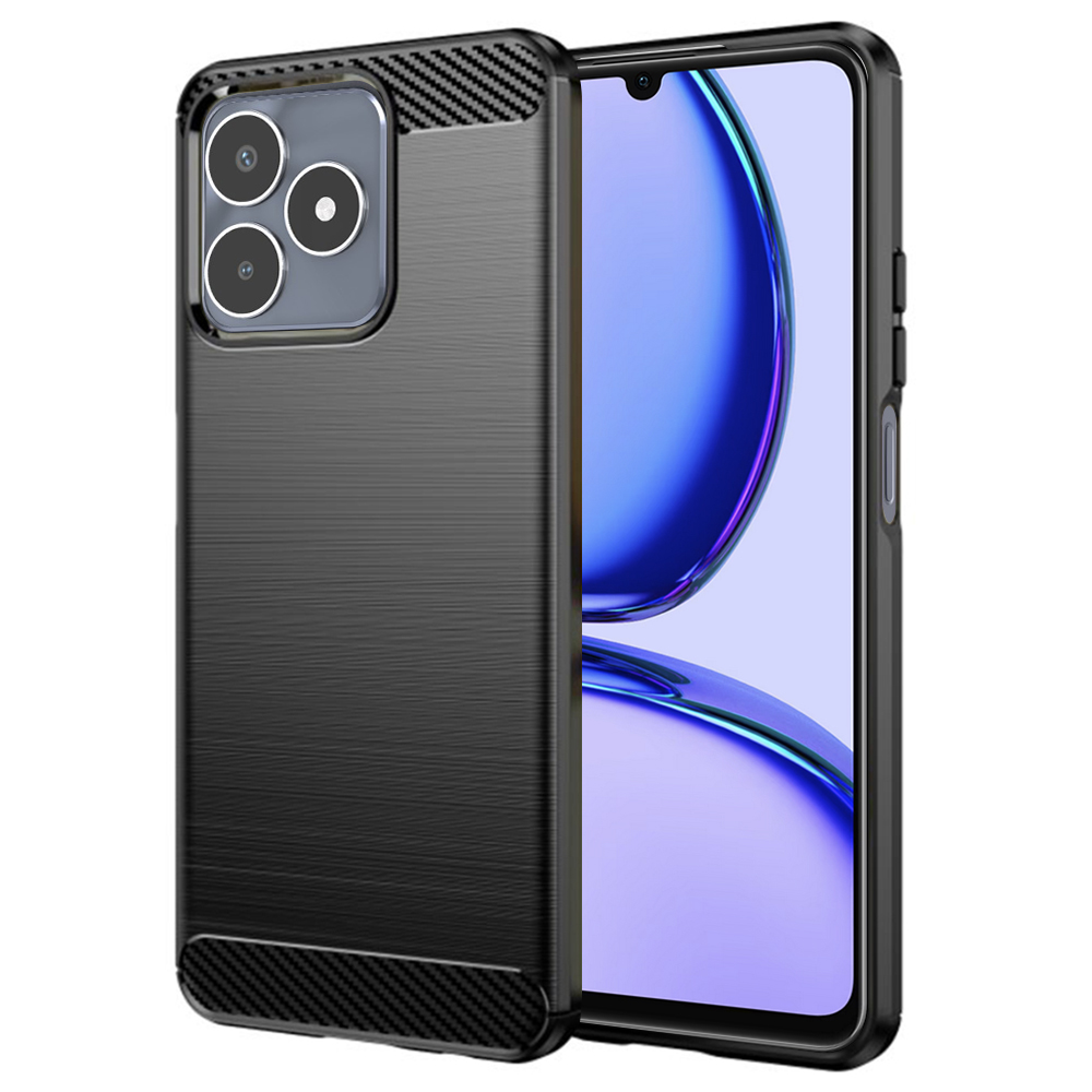 Калъф за Realme C53 - Techsuit Carbon Silicone - Черен