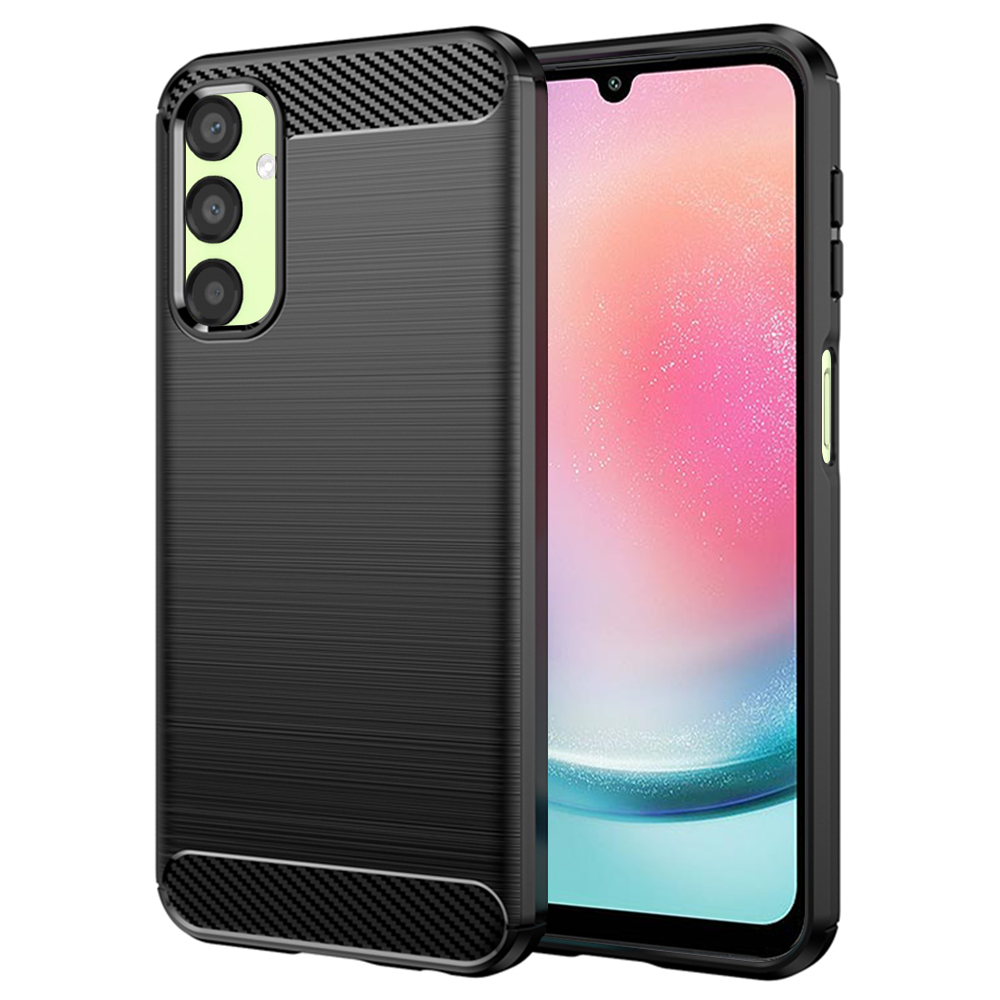 Калъф за Samsung Galaxy A24 - Techsuit Carbon Silicone - Черен