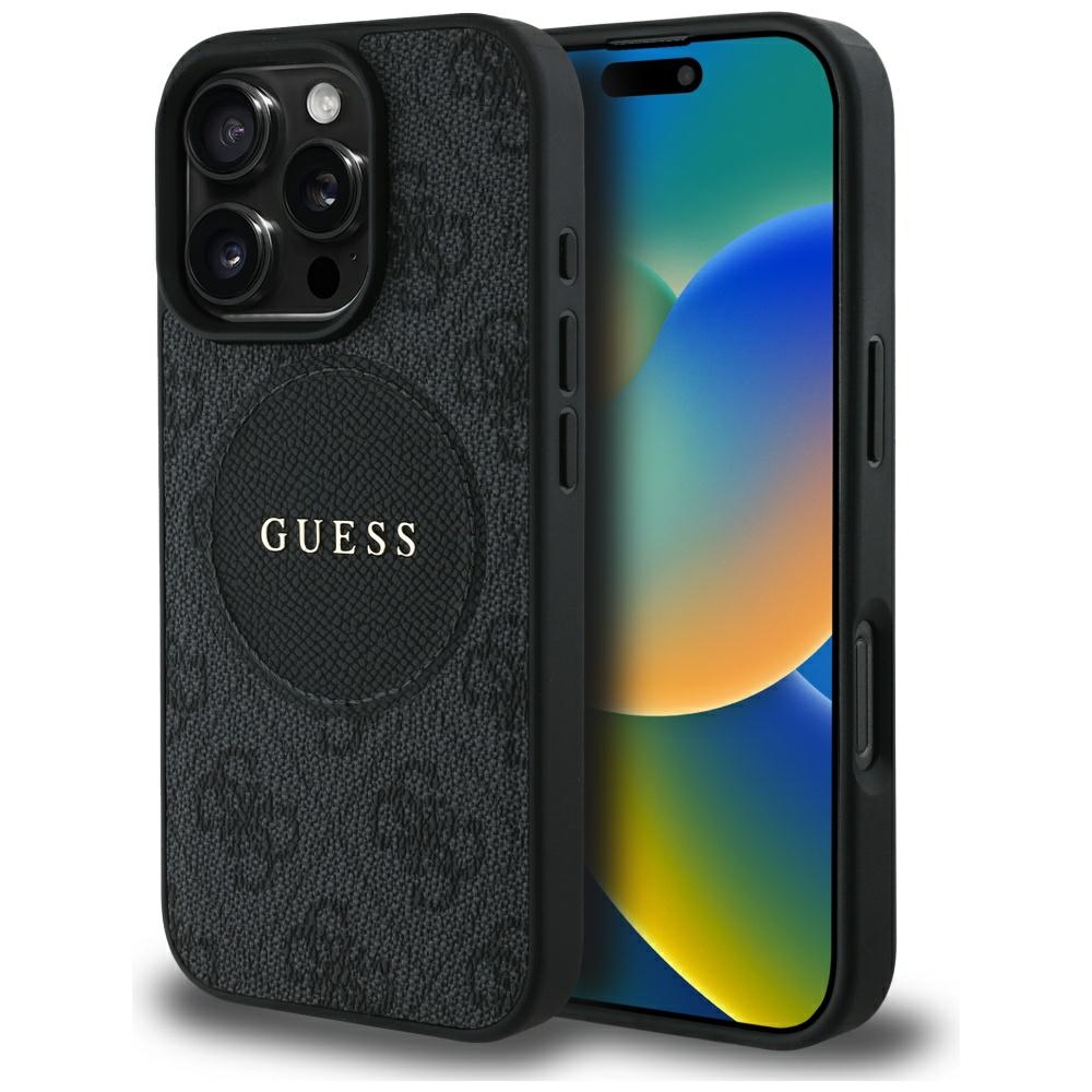 Калъф за iPhone 16 Pro Max - Guess 4G Circle Classic Classic Logo MagSafe (GUHMP16XP4PGRSGK) - Черен