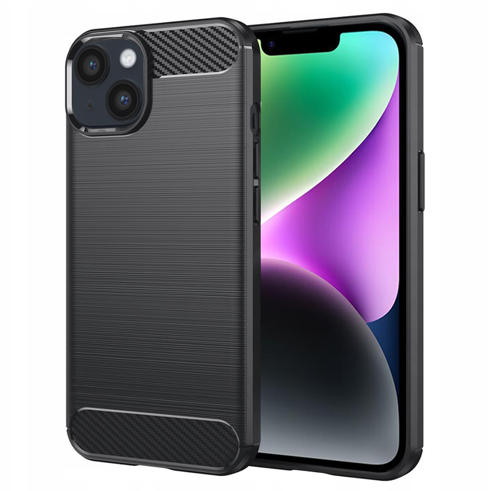 Калъф за iPhone 14 - Techsuit Carbon Silicone - Черен
