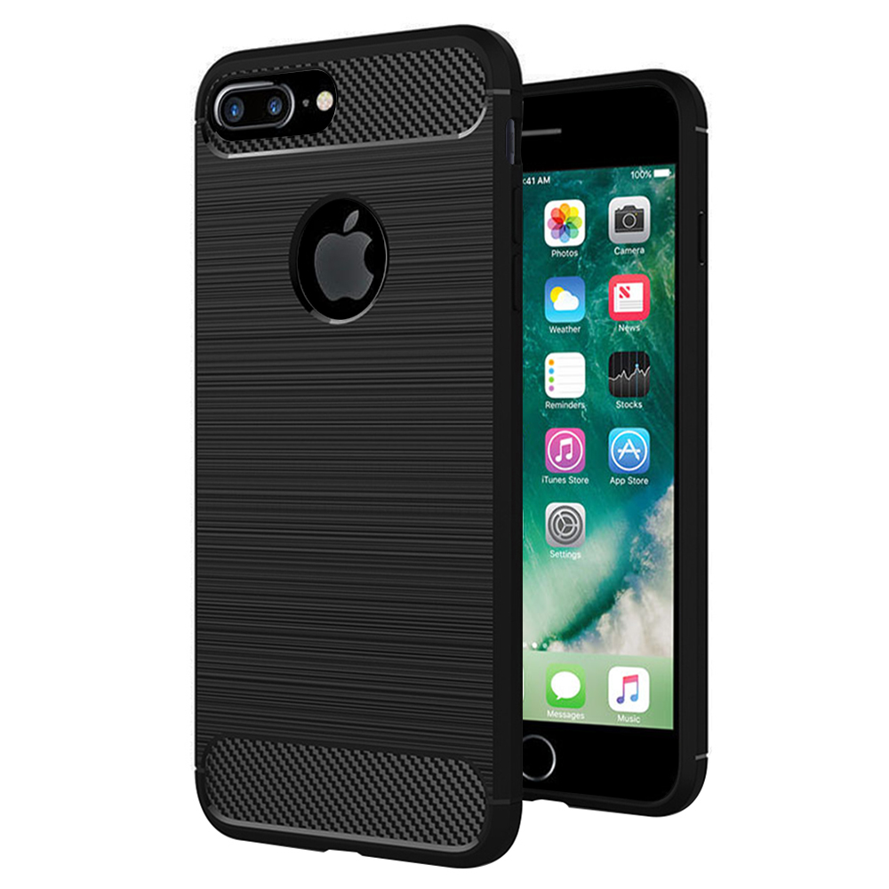 Калъф за iPhone 7 Plus - Techsuit Carbon Silicone - Черен
