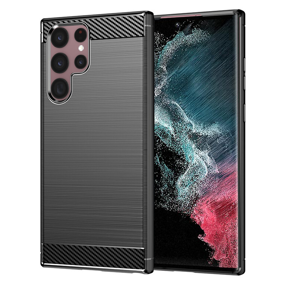 Калъф за Samsung Galaxy S22 Ultra 5G - Techsuit Carbon Silicone - Черен