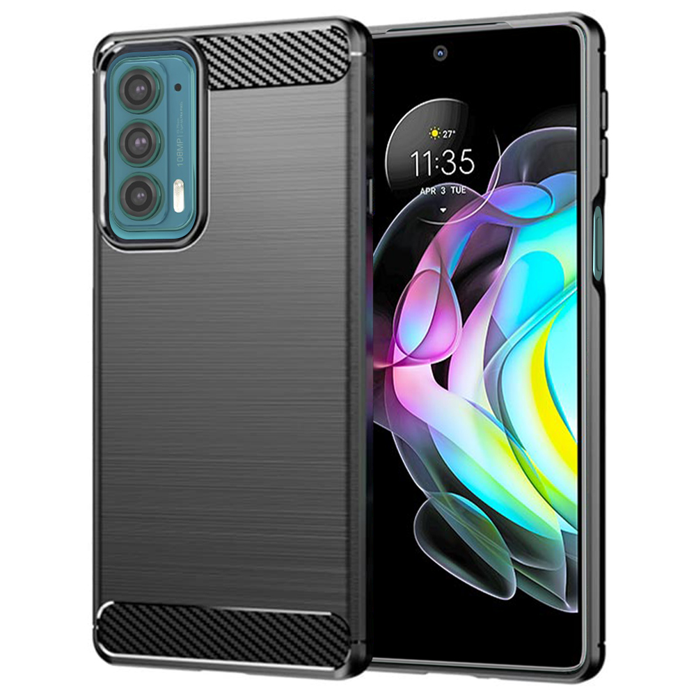 Калъф за Motorola Edge 20 - Techsuit Carbon Silicone - Черен