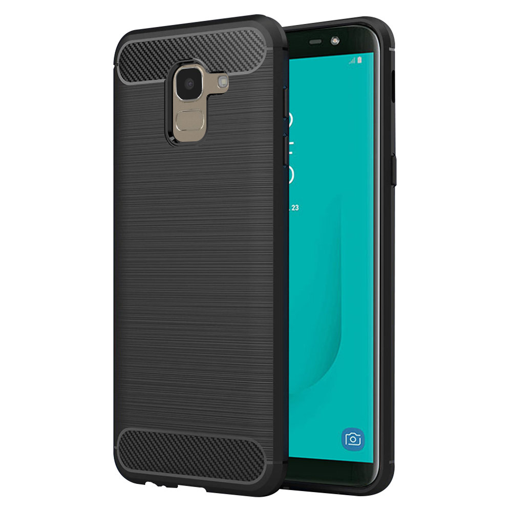 Калъф за Samsung Galaxy J6 2018 - Techsuit Carbon Silicone - Черен