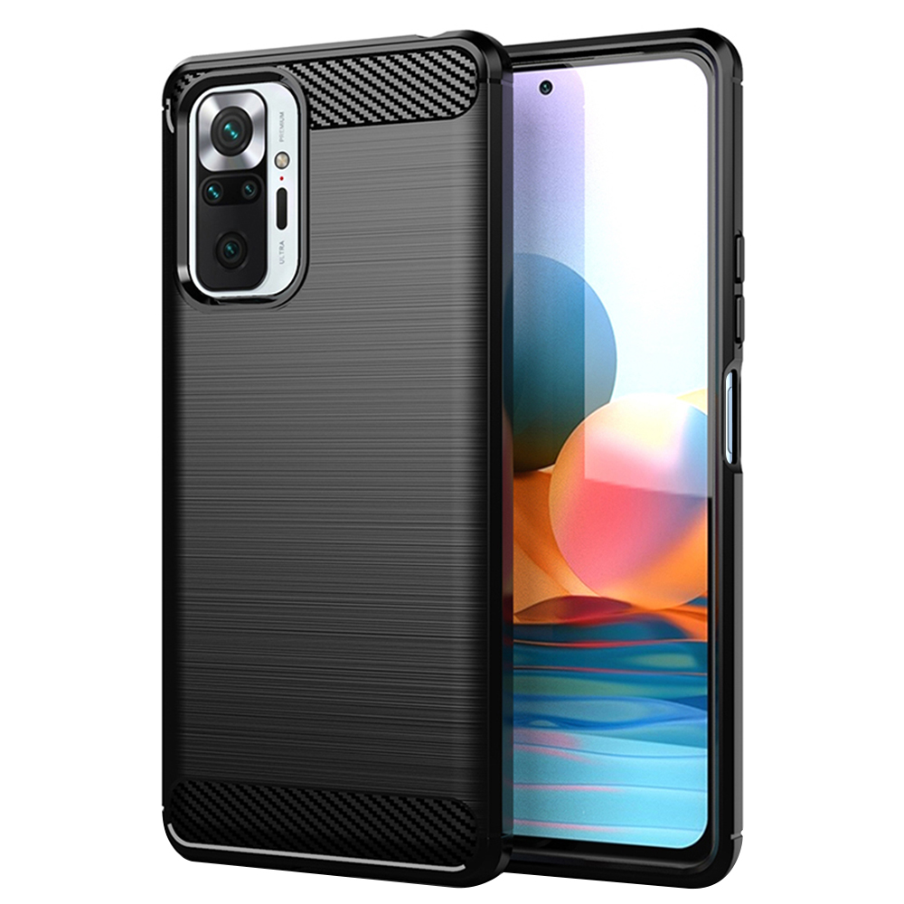 Калъф за Xiaomi Redmi Note 10 Pro / Note 10 Pro Max - Techsuit Carbon Silicone - Черен