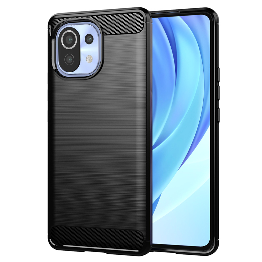 Калъф за Xiaomi Mi 11 Lite 4G / Mi 11 Lite 5G / Mi 11 Lite 5G NE - Techsuit Carbon Silicone - Черен