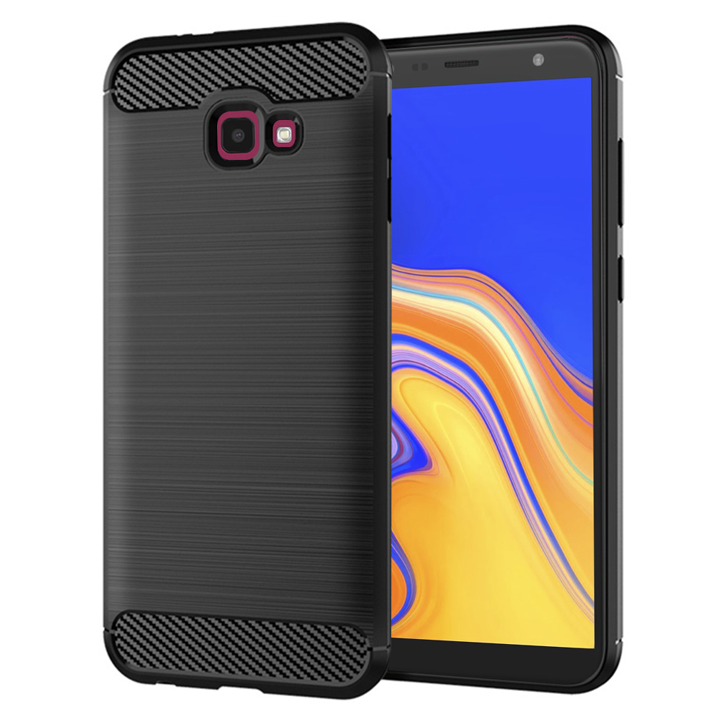Калъф за Samsung Galaxy J4 Plus - Techsuit Carbon Silicone - Черен