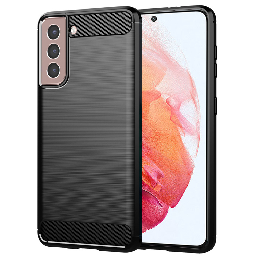 Калъф за Samsung Galaxy S21 5G - Techsuit Carbon Silicone - Черен
