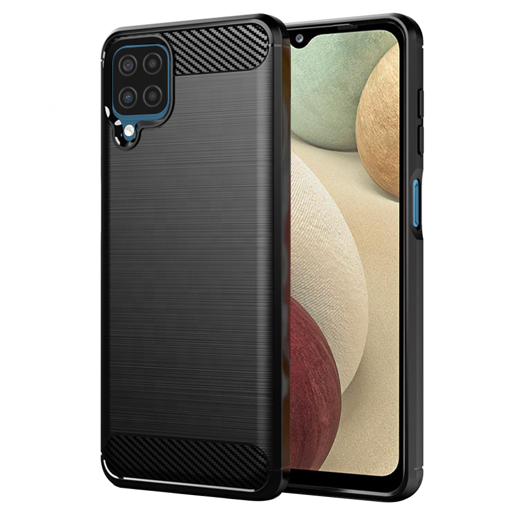 Калъф за Samsung Galaxy A12 / A12 Nacho - Techsuit Carbon Silicone - Черен