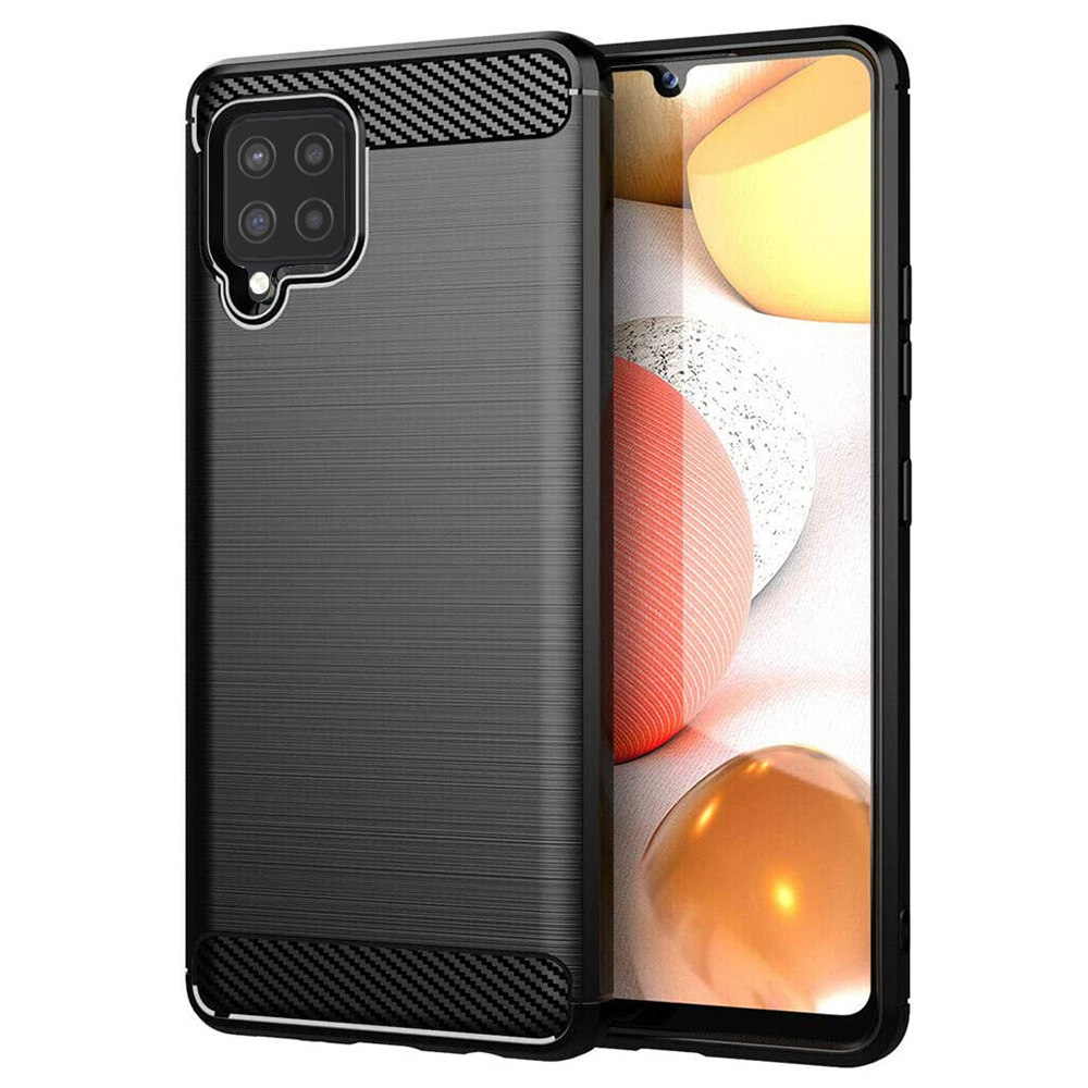 Калъф за Samsung Galaxy A42 5G - Techsuit Carbon Silicone - Черен