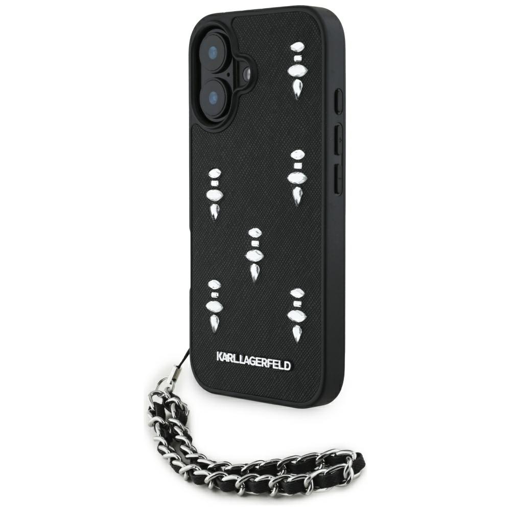 Калъф за iPhone 16 - Karl Lagerfeld Saffiano (KLHCHCP16SPSADJJSK) - Crystals & Charm