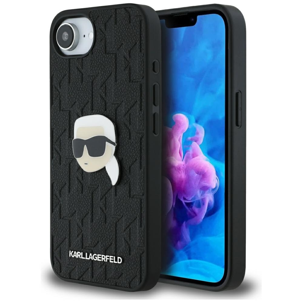 Калъф iPhone 16e / iPhone 17e - Karl Lagerfeld Hardcase Leather Monogram (KLHCPSE4PGKLKIPK) - Karl Head Pin
