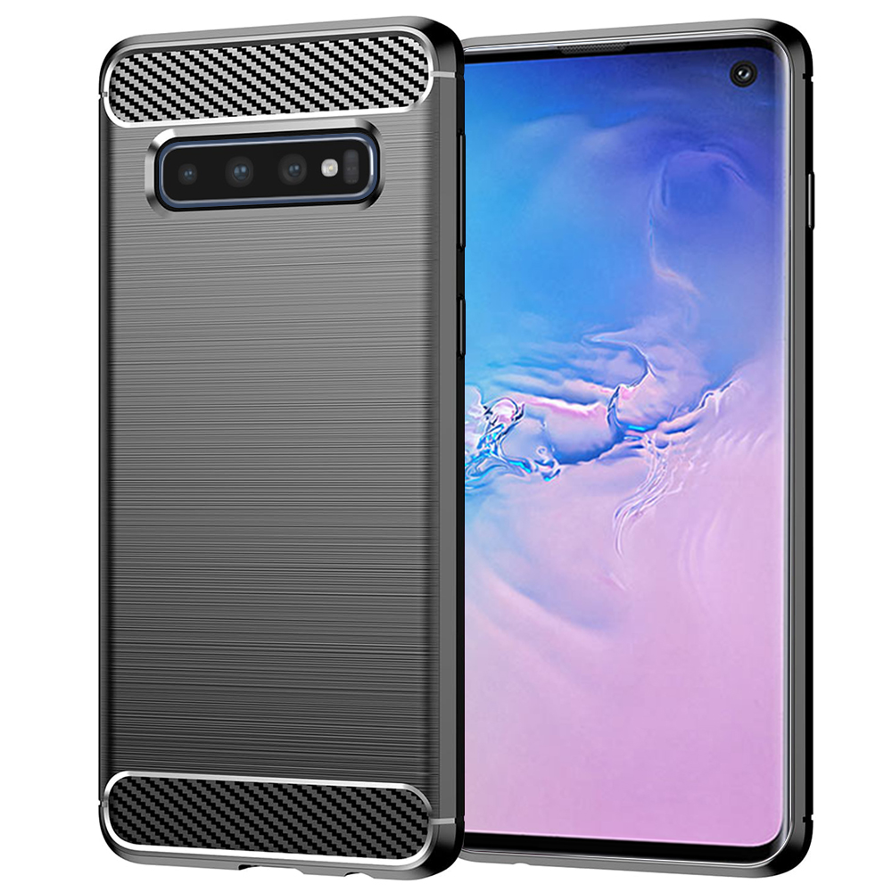 Калъф за Samsung Galaxy S10 4G - Techsuit Carbon Silicone - Черен