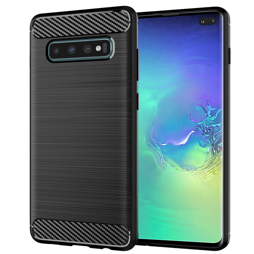 Калъф за Samsung Galaxy S10 Plus - Techsuit Carbon Silicone - Черен