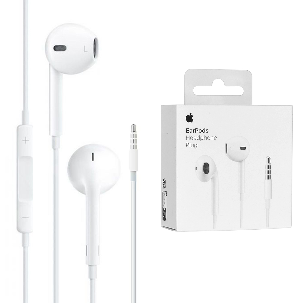 Слушалки с кабел с микрофон и 3,5 мм жак - Apple A1472 (MNHF2ZM/A) - бели (блистерна опаковка)