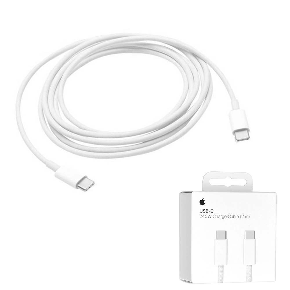 USB-C към USB-C кабел за данни, 2 м, 240 W - Apple A2794 (MU2G3ZM/A) - бял (опаковка на блистер)