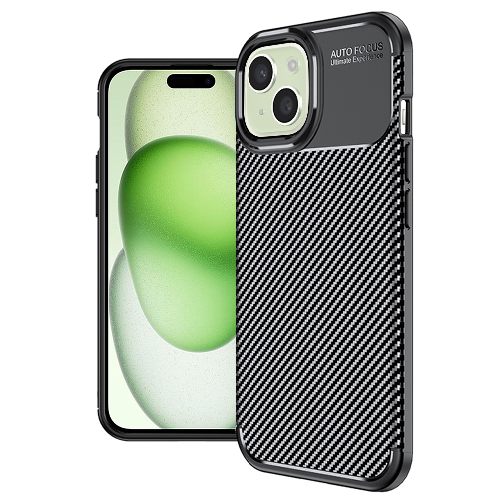 Калъф за iPhone 15 Plus - Techsuit CarbonFiber - Черен