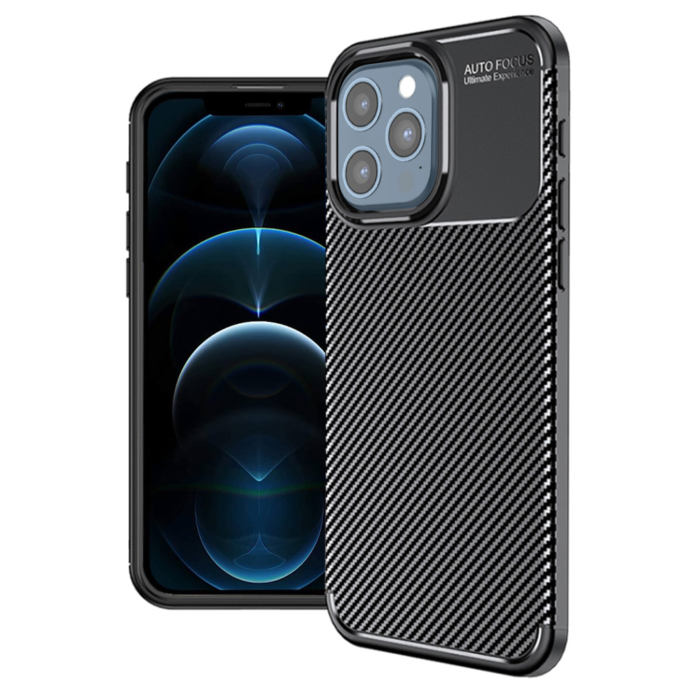 Калъф за iPhone 12 Pro Max - Techsuit CarbonFiber - Черен
