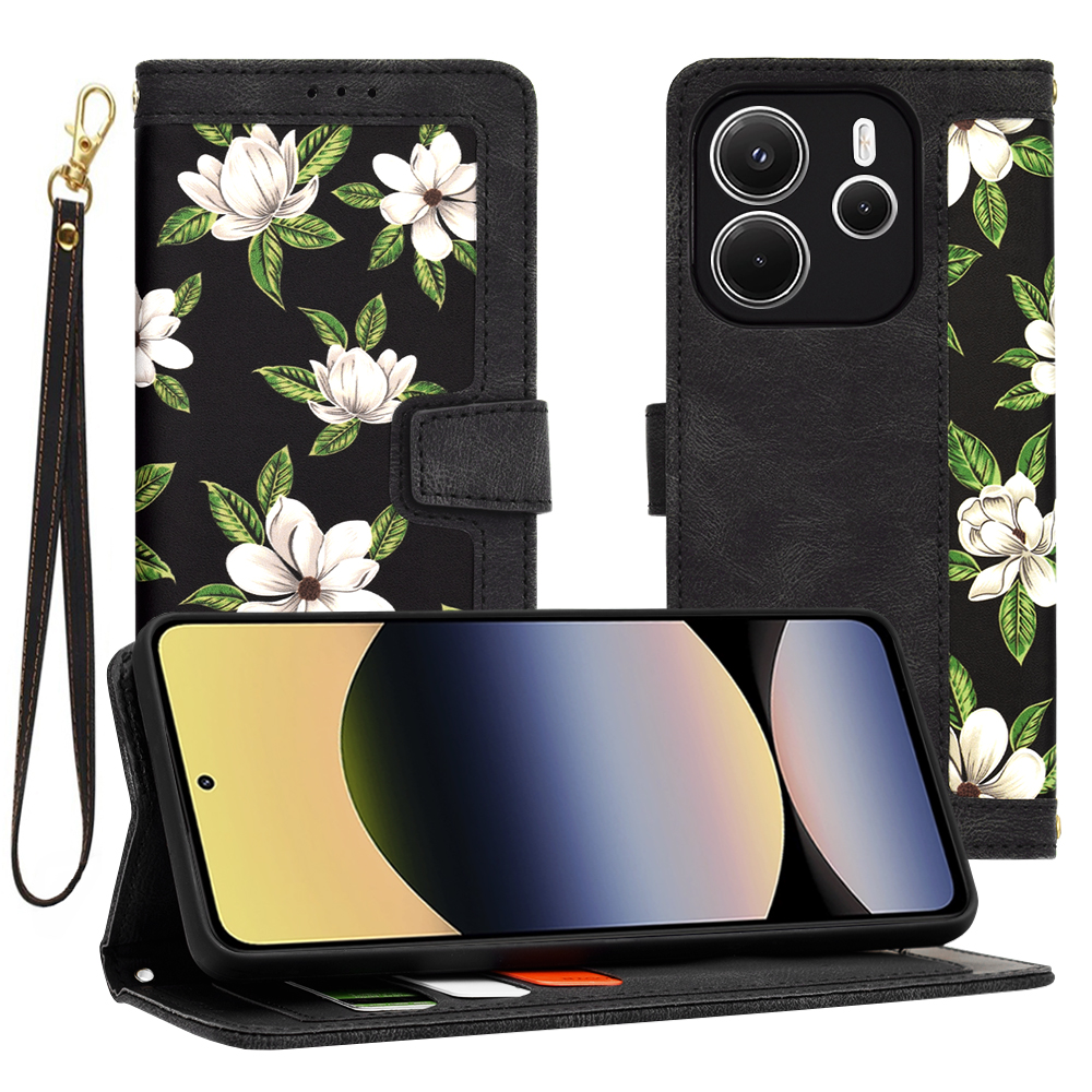 Калъф за Xiaomi Redmi Note 14 4G (стандартен) - Techsuit FlipCraft - Flowers of the Dawn